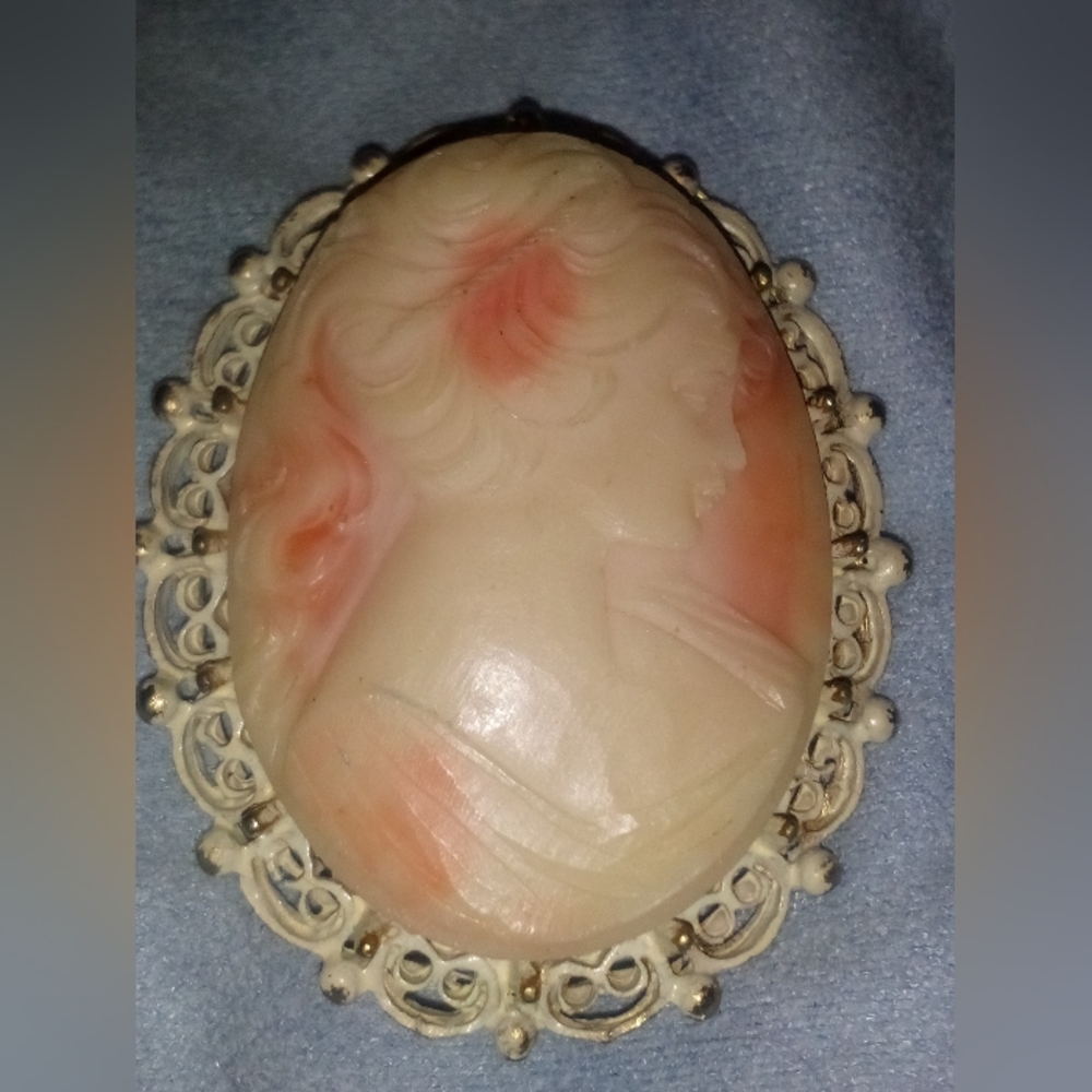 Vintage Lovely Cameo Brooch Pendant - Picture 1 of 8